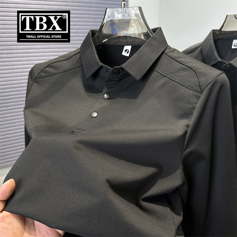 高端按扣polo衫男士长袖t恤2026新款春秋季休闲拼接翻领卫衣男款