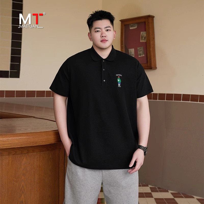 高端大码短袖t恤男士polo衫夏季2026新款宽松加肥胖子上衣服男款