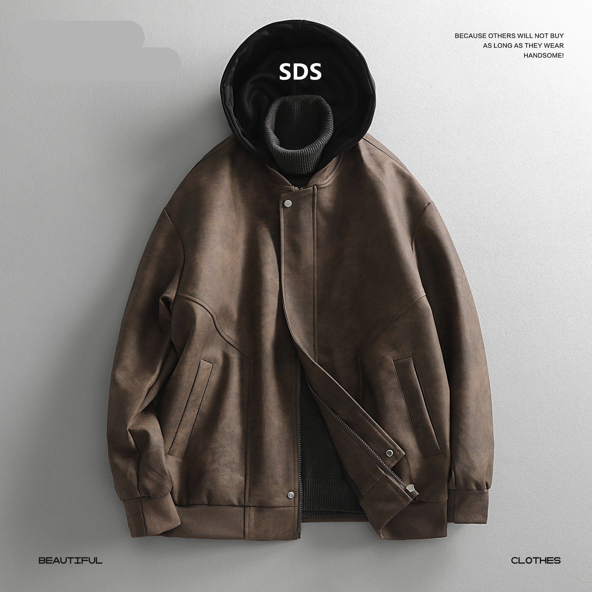 美拉德棕色皮衣外套男春秋季2026新款薄款痞帅机车服连帽真皮夹克