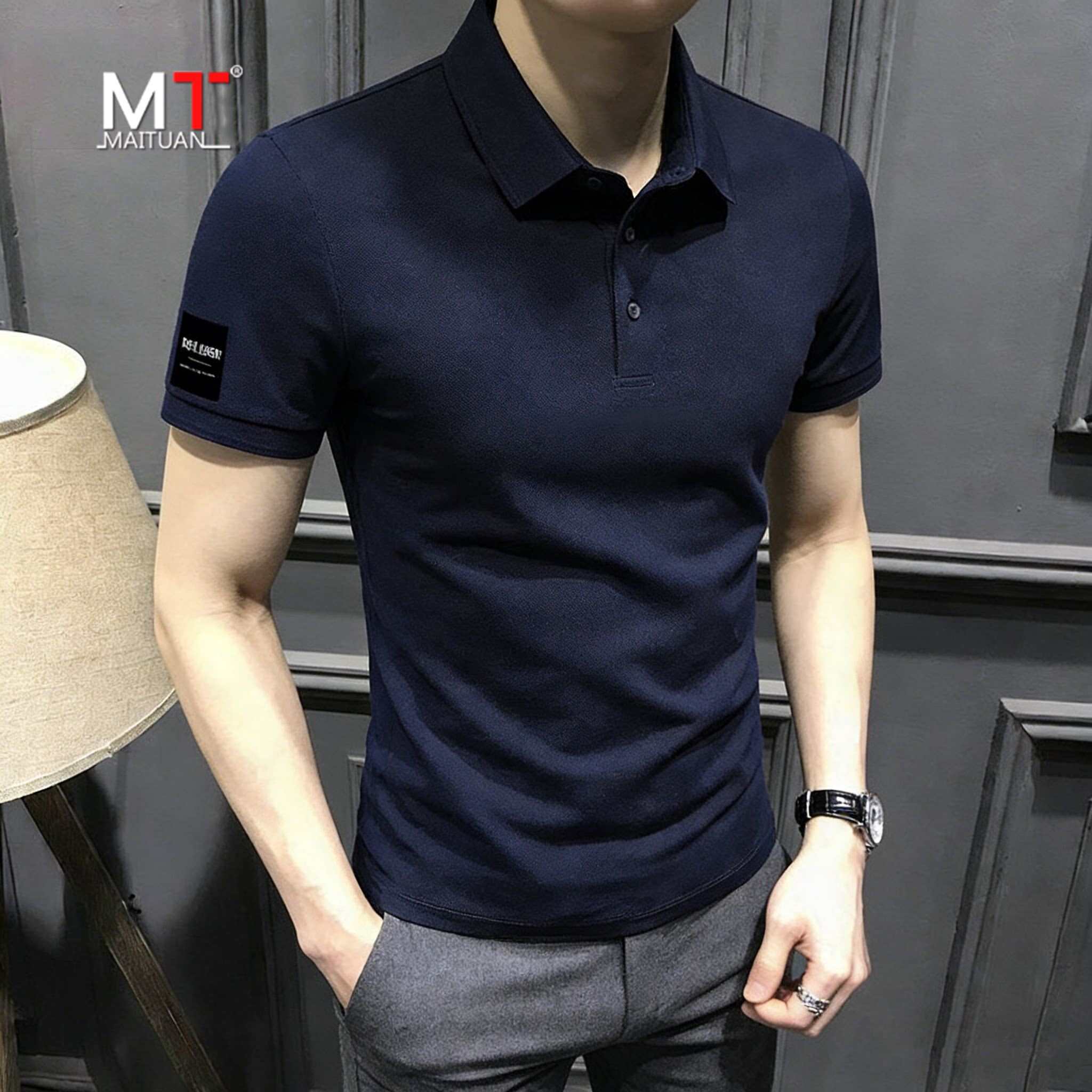 高端polo衫男士短袖T恤夏季2026新款高级感休闲商务修身体恤男款