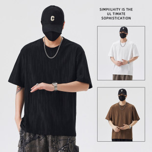 t恤男宽松圆领简约圆领提花宽松短袖 肌理感短袖 BIAS夏季 neith