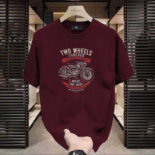 Upscale潮人潮流重磅纯棉短袖T恤男夏季复古摩托机车印花正肩圆领