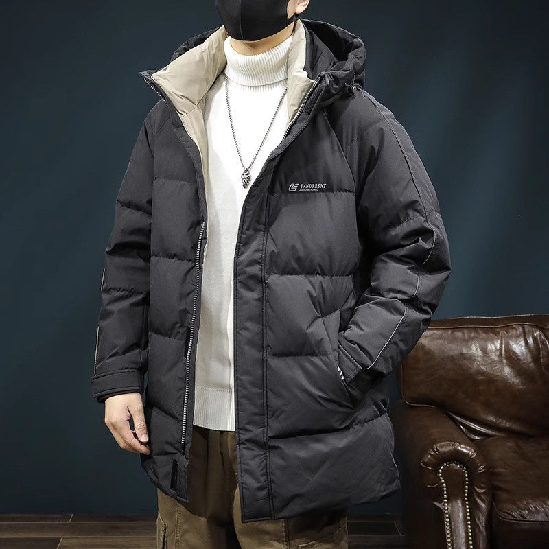 法国高端品牌85%鹅绒中长款羽绒服男士宽松保暖加厚外套冬季新款