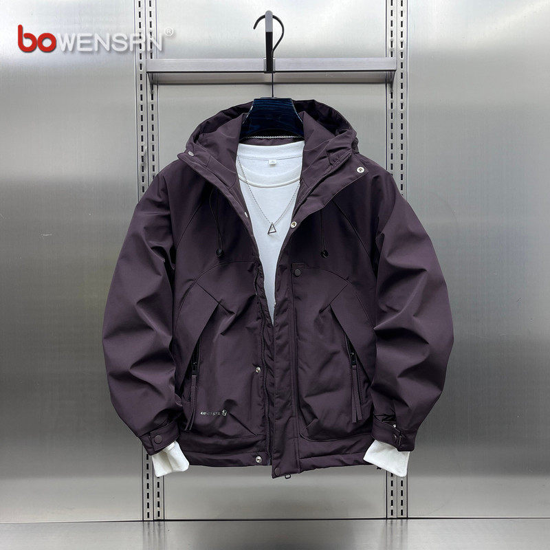 潮牌机能风工装夹克男士外套2025新款冬装户外加厚冲锋衣棉服男款