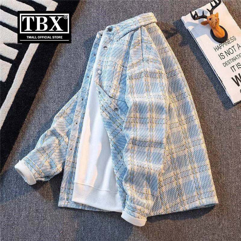 小香风毛呢格子衬衫男士外套2026新款春装高级感痞帅夹克男款秋季