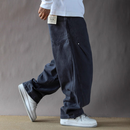 Upscale潮人美式复古重磅工装裤男春秋宽松休闲高街直筒牛仔长裤