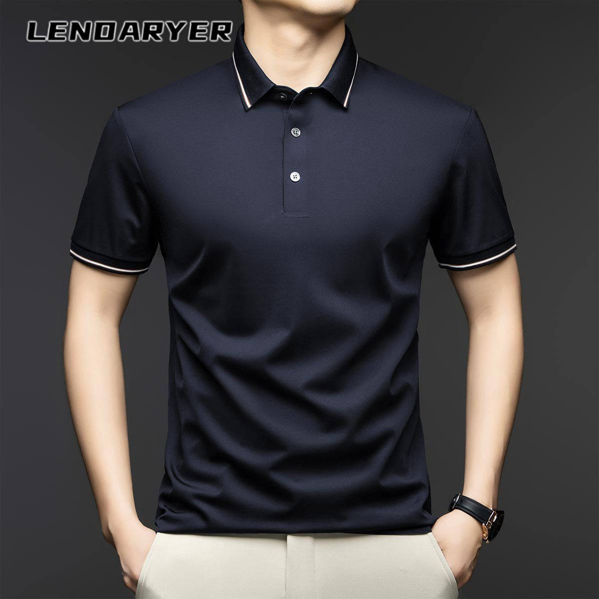 LENDARYER短袖T恤男夏季新款【凉感丝面料】轻奢时尚高端Polo衫