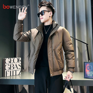 痞帅咖色短款棉服外套男士2025新款爆款秋冬装高级感工装夹克男款