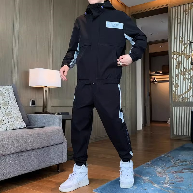 休闲运动套装男士2026年工装夹克韩版束脚裤搭配一套青年帅气男装