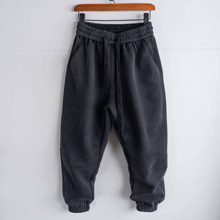 欧洲站字母压花做旧大码 ins潮牌束脚卫裤 男士 弹力腰哈伦运动裤