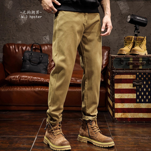 裤 潮牌it 复古重磅直筒工装 BIAS美式 男卡其色秋冬加绒休闲 neith