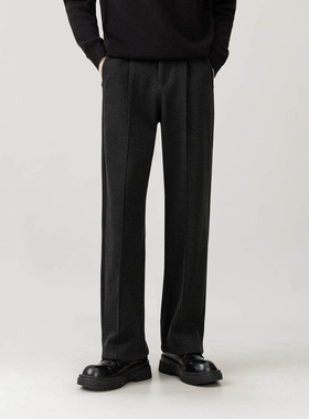 Ander Jurnal冬季垂感毛呢西裤男士抗皱商务直筒加厚休闲羊毛长裤