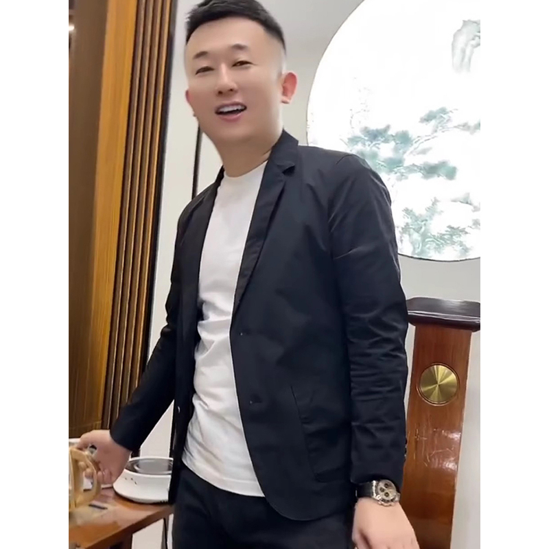 潮牌西服外套男士春秋季2025新款高级感修身百搭商务西装休闲单西