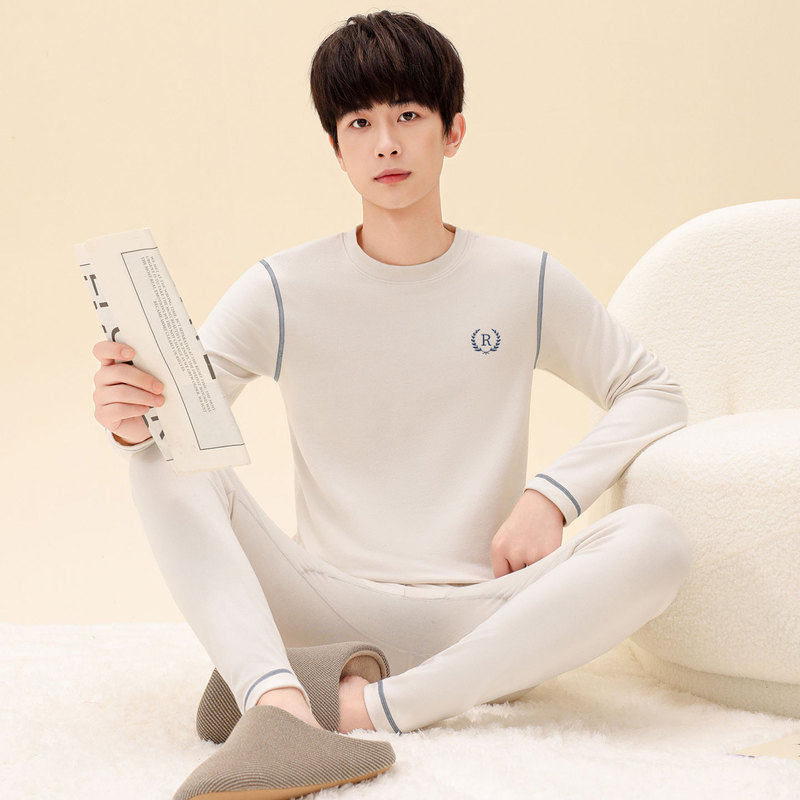 青少年羊绒蚕丝保暖内衣男款初中高中学生加厚秋衣秋裤套装冬季