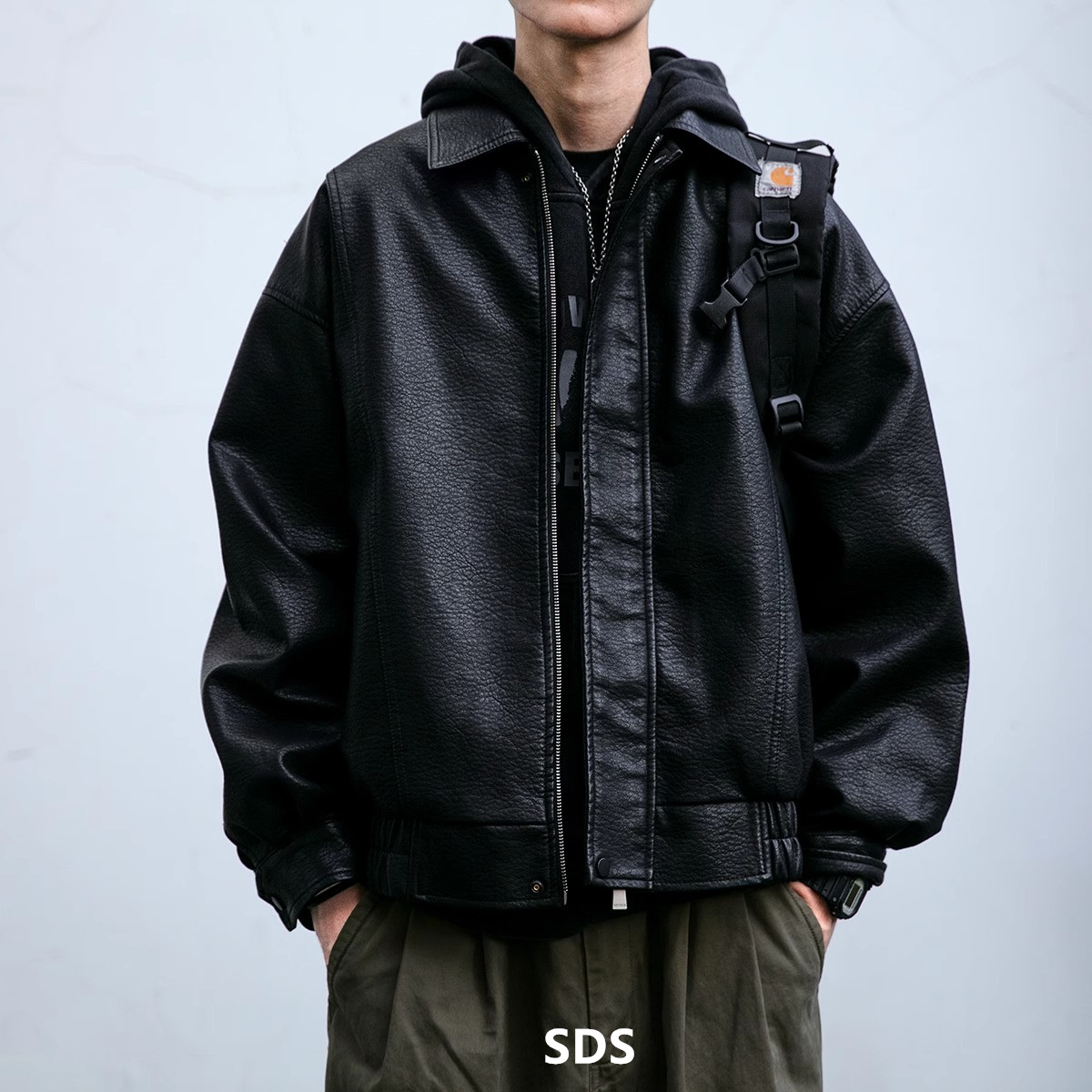 高端皮衣外套男春秋季薄款韩国ins潮痞帅宽松机车服休闲真皮夹克