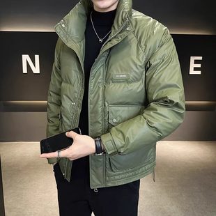 高端短款立领羽绒服男士冬季2025年新款开衫加厚保暖夹克外套男款
