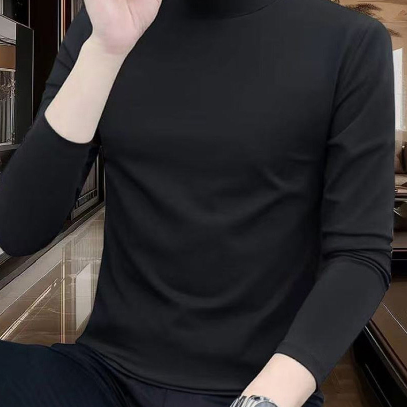 半高领德绒打底衫男2025秋冬新款修身保暖内搭男士休闲长袖上衣潮