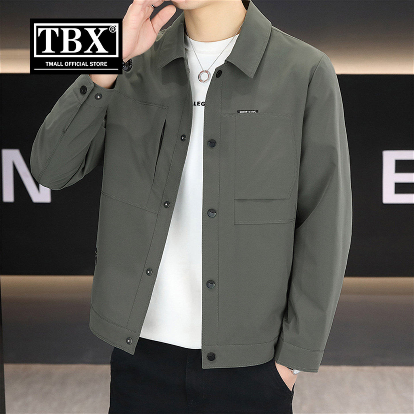 高端行政夹克外套男士2026新款春装商务休闲翻领加厚棉服男款秋季