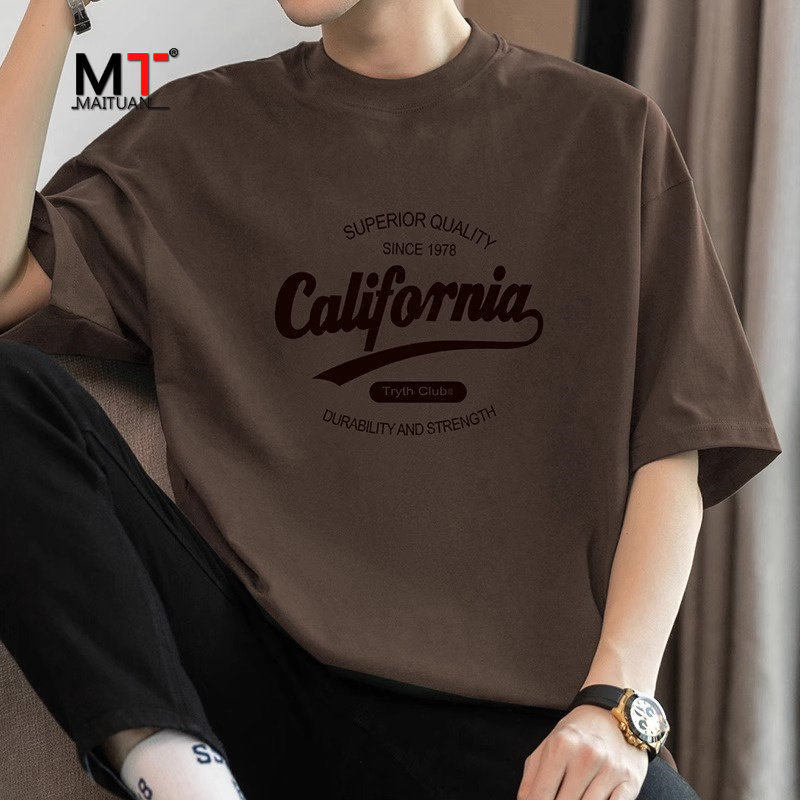 高端纯棉短袖t恤男士夏季2026新款重磅美式潮流印花全棉体恤男款