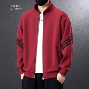 外套 BIAS潮牌秋冬加绒立领针织拉链卫衣男宽松休闲开衫 neith