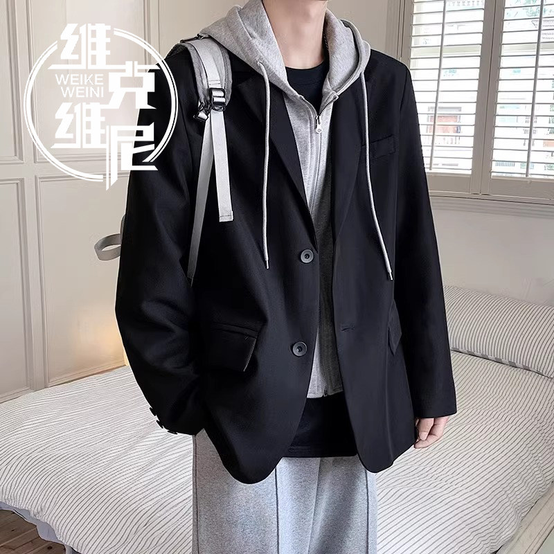 假两件西装外套男2026春秋新款韩版潮流休闲帅气学院风高级感西服