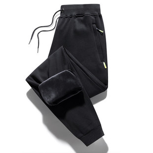 8X休闲裤 男加绒拉链口袋6XL束脚7XL加肥大码 ins潮牌纯棉运动裤