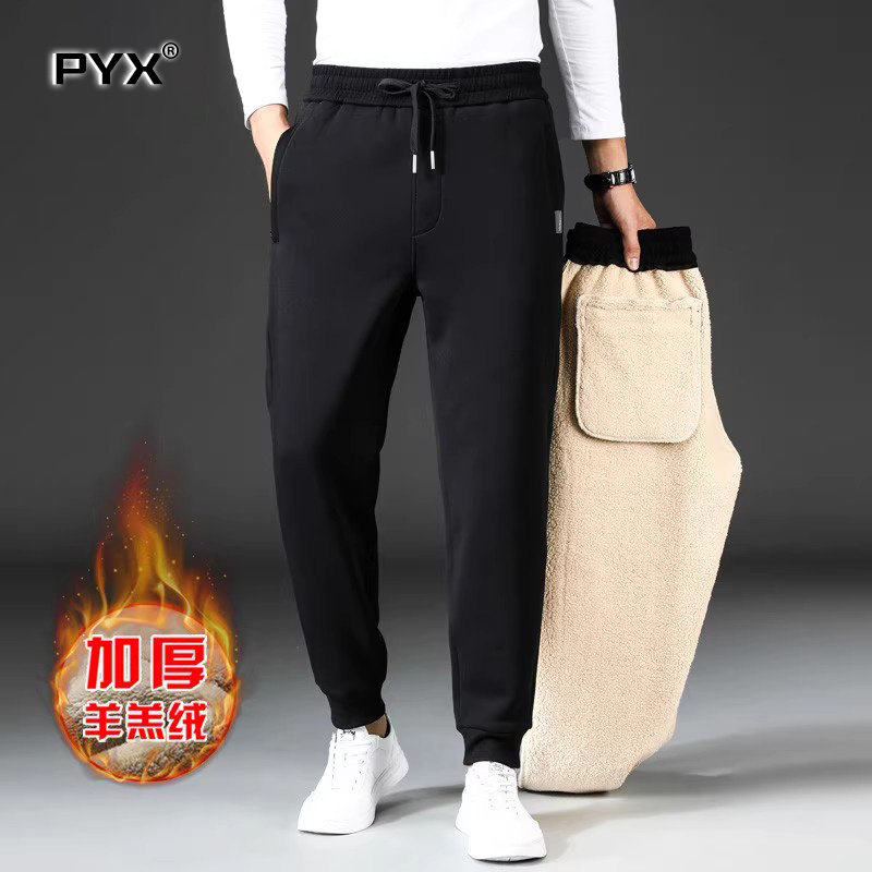 特厚羊羔绒卫裤子男士2025新款冬季加绒加厚男裤外穿保暖棉裤男款