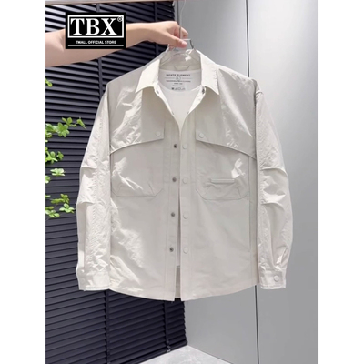 高端男士外套2025新款爆款春秋季休闲翻领衬衫式夹克男款冬装棉服