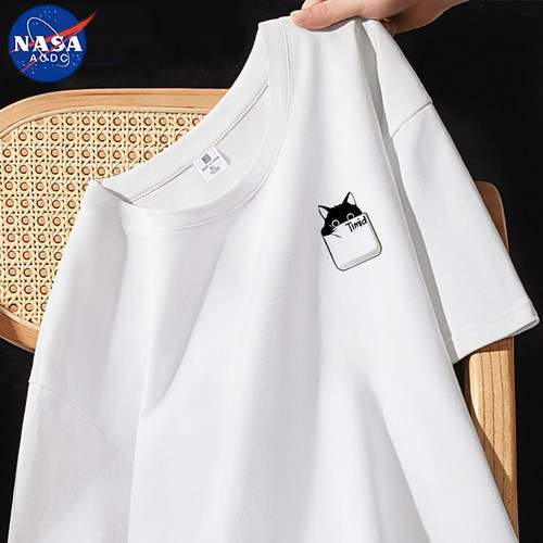 NASA联名潮牌宽松短袖纯棉T恤男