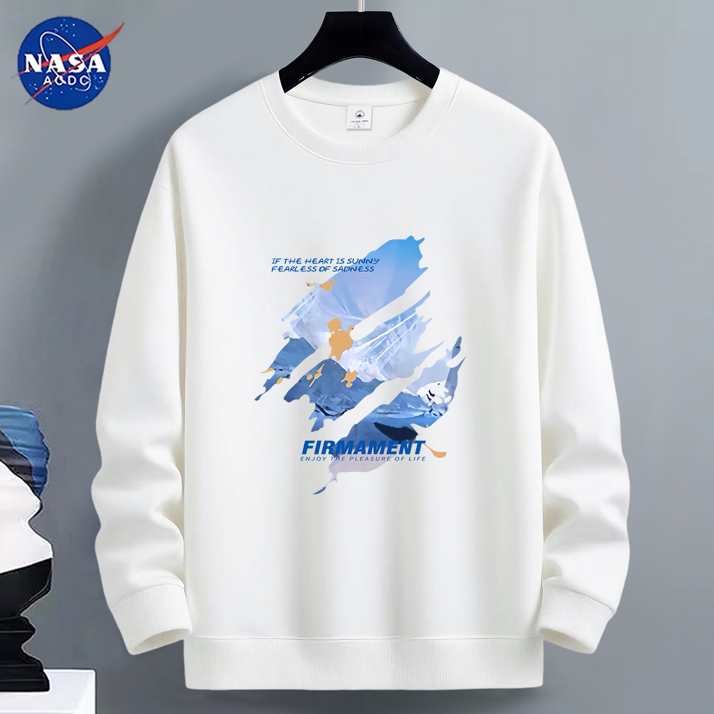 NASA卫衣男士2025新款加绒男生秋冬青少年宽松套头潮流长袖打底衫