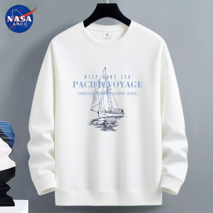 打底衫 宽松春秋加绒加厚男生青少年潮流长袖 卫衣男士 NASA品牌冬季