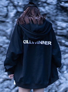 killwinner运动美式外套男加绒卫衣潮牌春秋季情侣装连帽开衫夹克