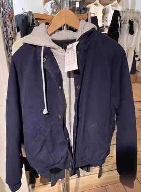 BM风新款工装假两件夹克连帽卫衣棉衣外套bm棉服加厚保暖棉袄女潮