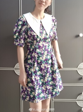 【妍妍 5折秒杀】新款韩版碎花连衣裙收腰显瘦野餐装桔梗裙