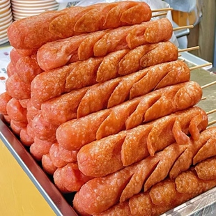 正宗夫宇淀粉肠无鸡骨泥香肠面肠铁板烤肠街头路边摊油炸淀粉肠