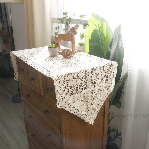美式棉线钩针镂空复古蕾丝桌旗