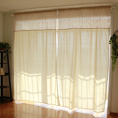 棉麻素色窗帘拼接新中式隔断帘