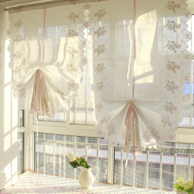 罗马厨房刺绣升降提拉气球窗帘