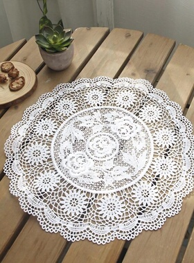 欧式蕾丝防尘圆形茶盘垫杯垫盖巾柔软牛奶丝轻奢茶几隔热垫花瓶垫