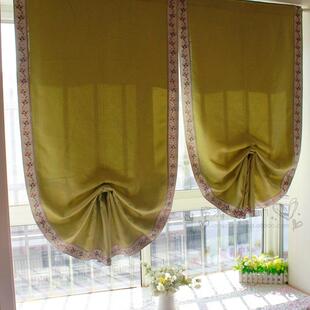 清仓单片纯色简约高遮光罗马窗帘免打孔魔术贴升降提拉气球帘卧室