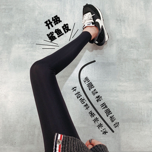 鲨鱼皮打底裤女外穿秋冬加绒加厚高腰收腹九分压力瘦腿紧身瑜伽裤