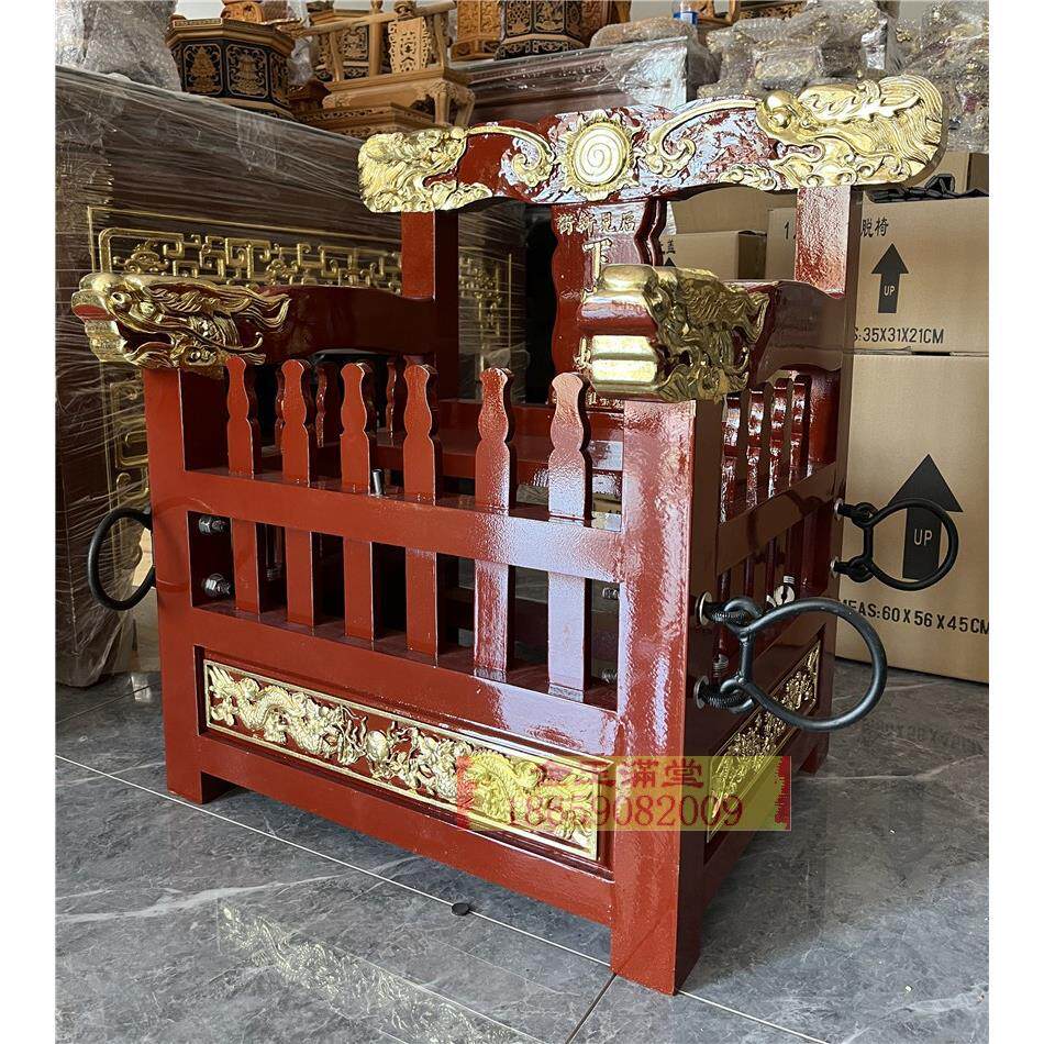 四人抬轿显轿晃抬撵轿神明出巡用轿巡逻过炉上香请轿佛轿木雕神轿