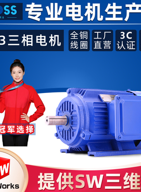 普斯电机YE3三相异步交流电动机380V马达国标铜芯卧式B3江苏全新