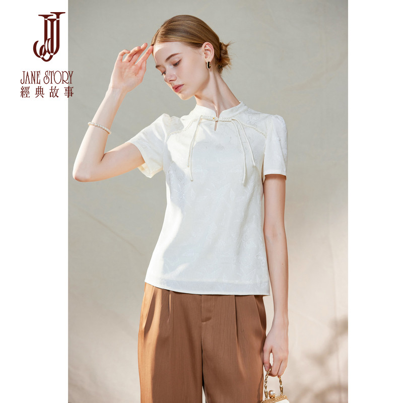 小众新中式衬衫女款立领上衣