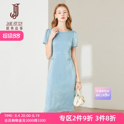 酒红色气质漂亮连衣裙
