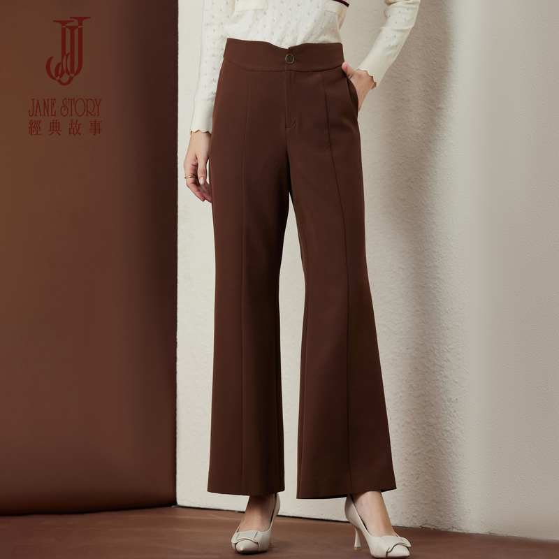 黑色时尚直筒修身微喇裤