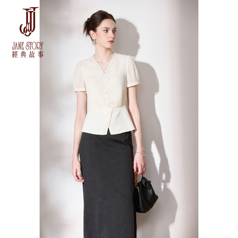 别致小众V领衬衫女上衣