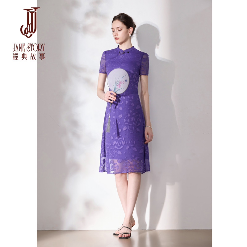 新中式雪纺连衣裙女独特气质