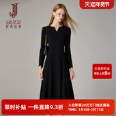 2025年高端设计时尚 场合端庄长裙 高级感正式 黑色连衣裙女秋季 新款