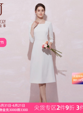 赫本风黑色精致连衣裙女2026春夏新款法式优雅方领高腰显瘦A字裙